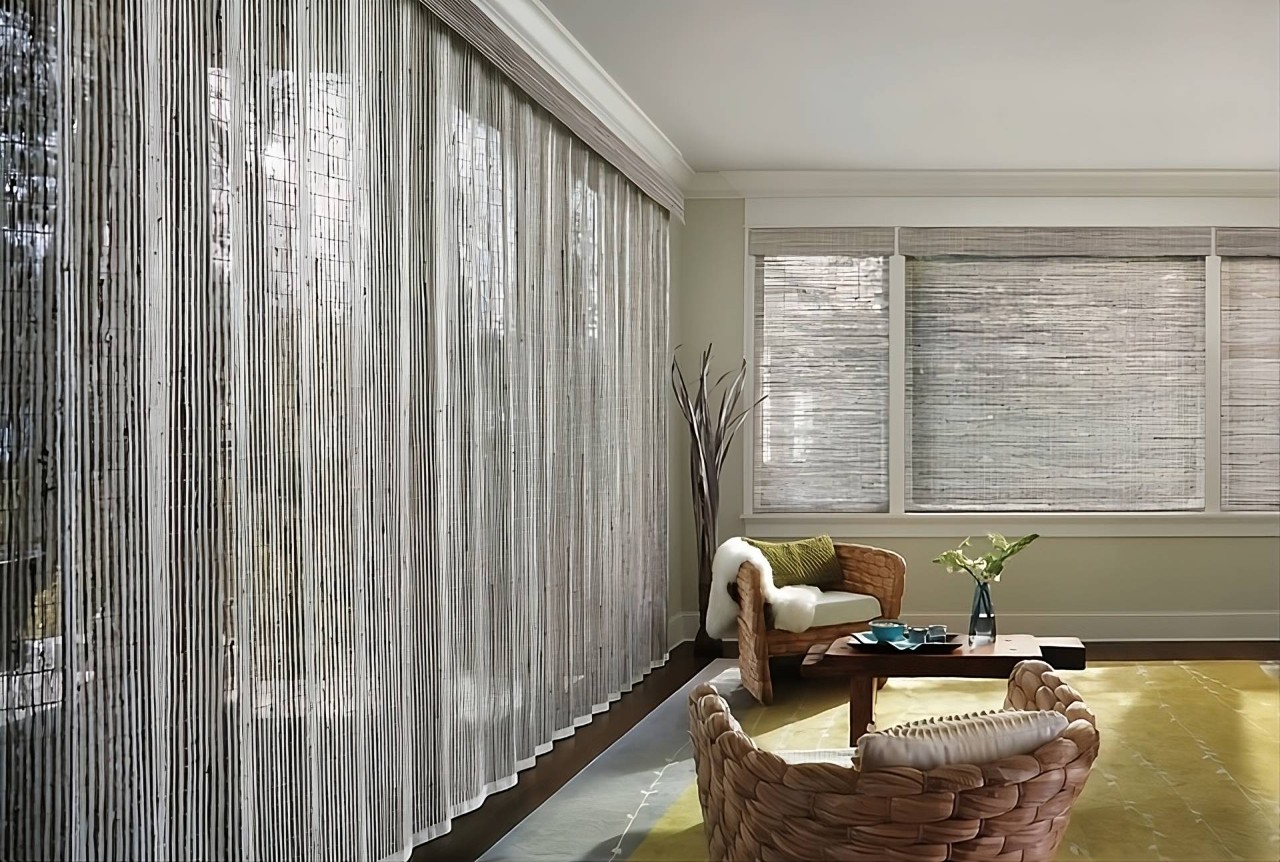 Hunter Douglas Provenance® Woven Wood Shades brightening up a home interior near Federal Way, WA